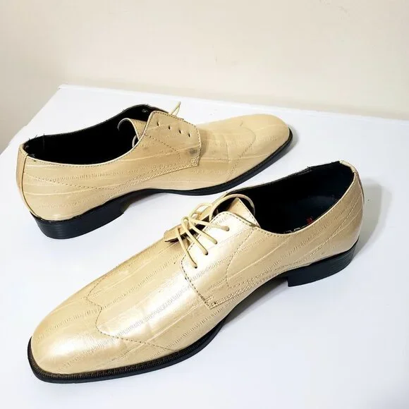 New Men’s Leather Formal Dress Shoes Size 11 Cream/Tan Oxford Tuxedo